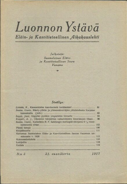 Luonnon ystävä 3/1927