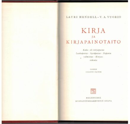 Kirja ja kirjapainotaito - Koho- eli kirjapaino, Laakapaino, Syväpaino, Paperin valmistus, Kirjansidonta