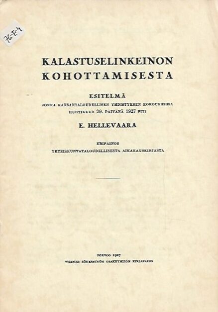 Kalastuselinkeinon kohottamisesta