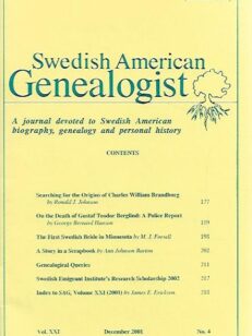 Swedis American Genealogist 4/2001