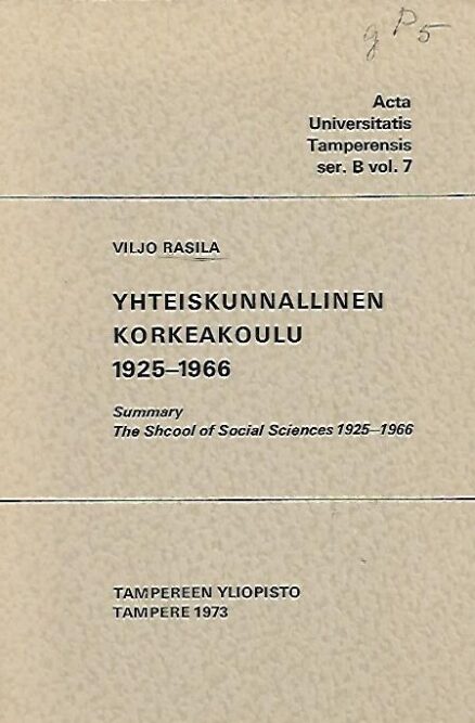 Yhteiskunnallinen korkeakoulu 1925-1966