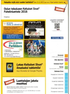Oulun telealueen Keltaiset Sivut - Puhelinluettelo 2016