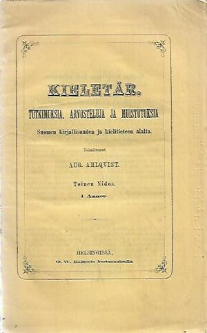 Kieletär - Tutkimuksia, arvosteluja ja muistutuksia Suomen kirjallisuuden ja kielitieteen alalta