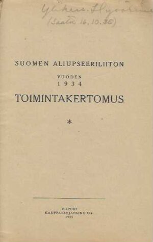 Suomen Aliupseeriliiton vuoden 1934 toimintakertomus