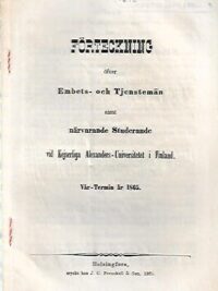 Förteckning öfver Embets- och Tjenstemän samt närvarande Studerande vid Kejserliga Alexanders-Universitetet i Finland - Vår-Termin år 1865