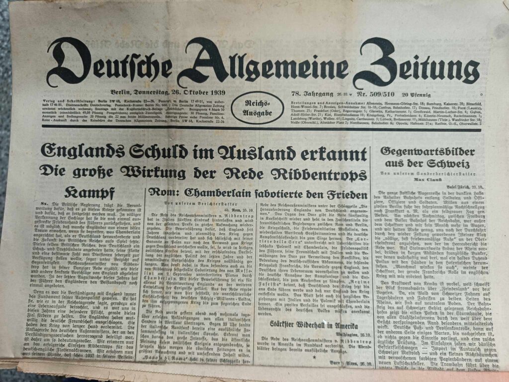 Deutsche Allgemeine Zeitung 26. oktober 1939