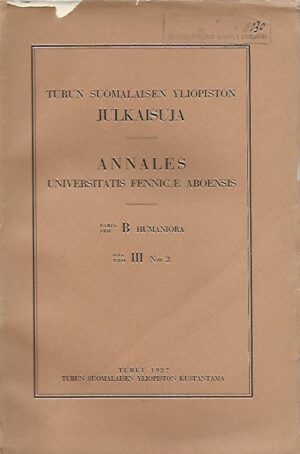 Turun yliopiston julkaisuja (sarja B, osa III, n:o 2)