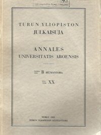 Turun yliopiston julkaisuja (sarja B, osa XX)