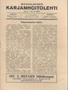 Maatalouden Karjanhoitolehti (N:o 4, 1923)