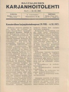 Maatalouden Karjanhoitolehti (N:o 7, 1923)