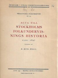 Acta till Stockholms folkundervisnings historia