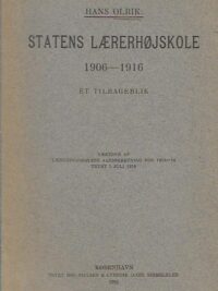 Statens Laererhojskole 1906-1916