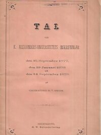 Tal vid K. Alexanders-Universitetets inskrifningar 1877 och 1878