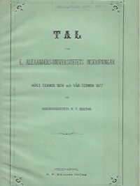 Tal vid K. Alexanders-Universitetets inskrifningar höst-termin 1876 och vår-termin 1877