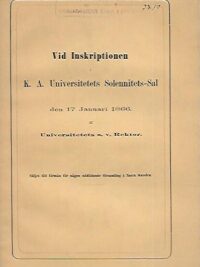 Vid inskriptionen K. A. Universitetets Solennitets-Sal den 17 Januari 1866