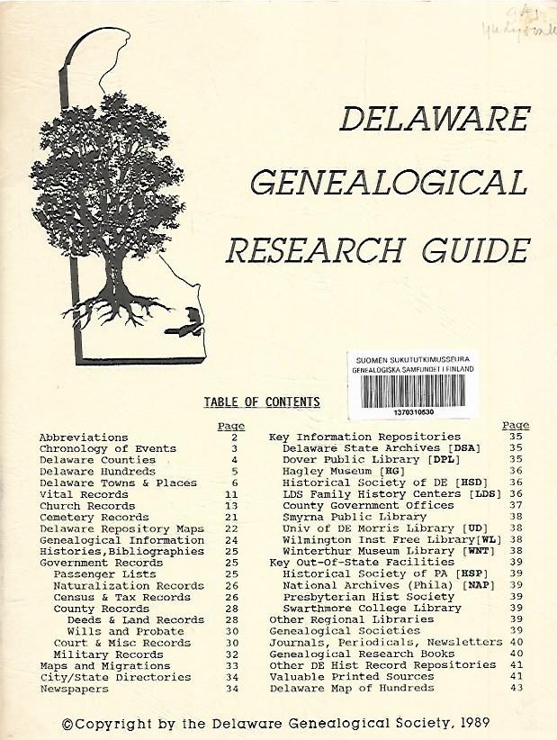 Delaware Genealogical Research Guide