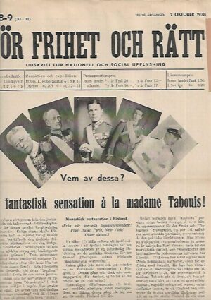 För Frihet och Rätt 8-9/1938