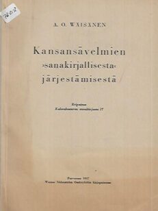 Kansansävelmien sanakirjallisesta järjestämisestä