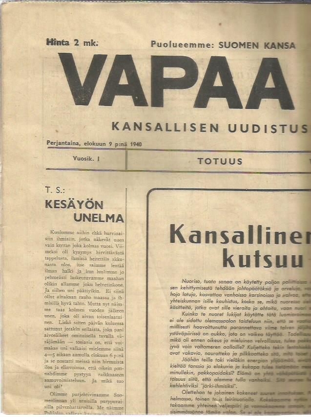 Vapaa Suomi N:o 9 9.8.1940