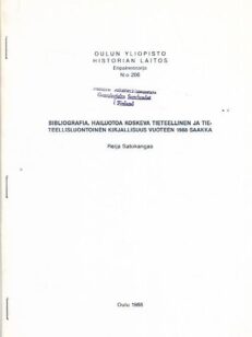 Bibliografia - Hailuotoa koskeva tieteellinen ja tieteellisluontoinen kirjallisuus vuoteen 1988 saakka