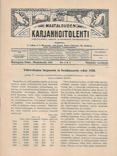 Maatalouden Karjanhoitolehti 2-3/1920