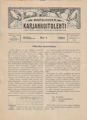 Maatalouden Karjanhoitolehti 7/1921