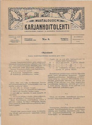 Maatalouden Karjanhoitolehti 8/1921