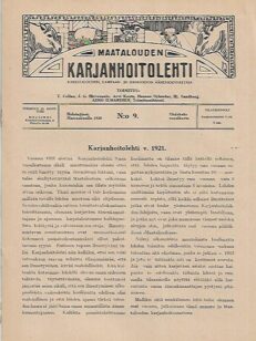 Maatalouden Karjanhoitolehti 9/1920