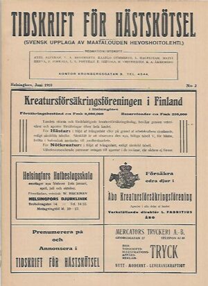 Tidskrift för Hästskötsel 2/1918