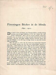 Föreningen Böcker åt de blinda 1890-1912