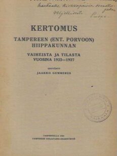 Kertomus Tampereen (ent. Porvoon) hiippakunnan vaiheista ja tilasta vuosina 1922-1927