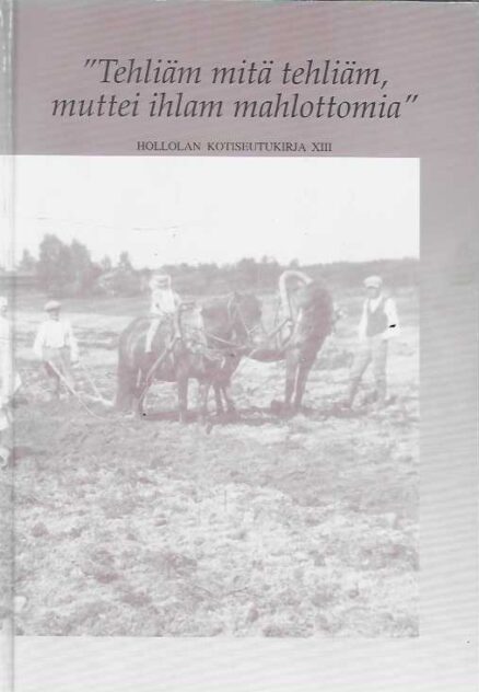 Tehliäm mitä tehliäm, muttei ihlam mahlottomia Hollolan kotiseutukirja XIII